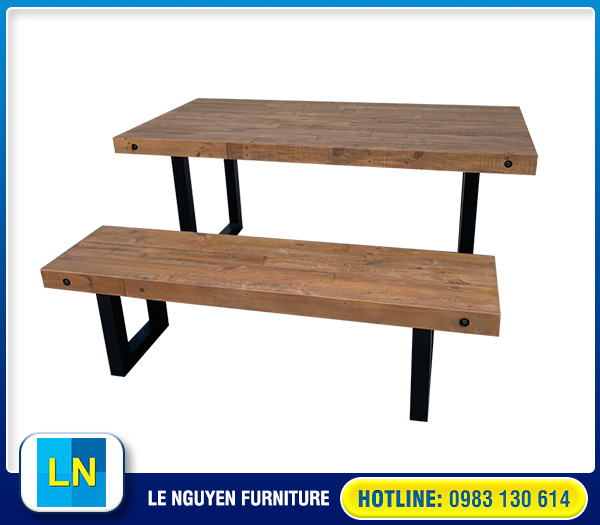 Bàn ăn gỗ pallet chân sắt